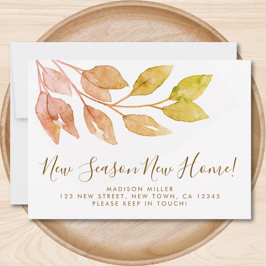 Nieuw Seizoen Nieuw Huis Herfst Foliage Verhuizen Aankondiging