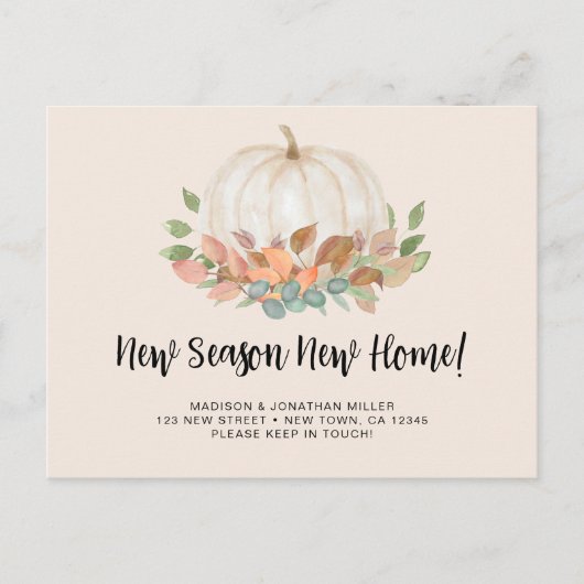 Nieuw Seizoen Nieuw Huis Herfst Herfst Pompoen Bew Aankondigingskaart (Voorkant)