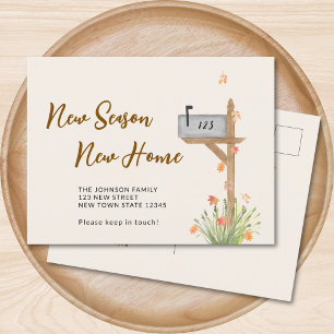 Nieuw Seizoen Nieuwe Home Herfst Beweging Aankondi Aankondigingskaart