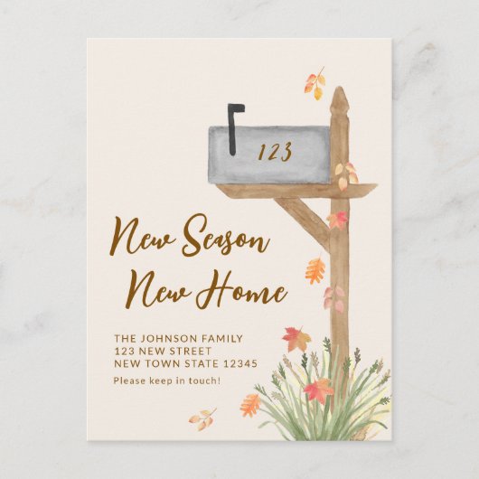 Nieuw Seizoen Nieuwe Home Herfst Beweging Aankondi Aankondigingskaart (Voorkant)