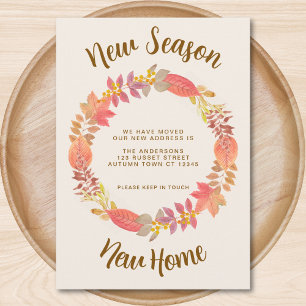 Nieuw Seizoen Nieuwe Home Herfst Verhuizen Aankondiging