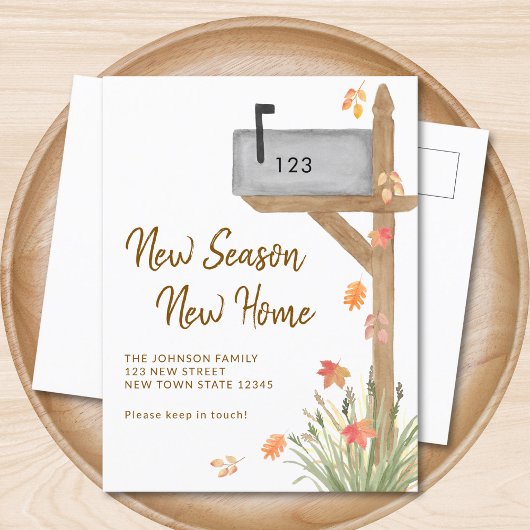 Nieuw Seizoen Nieuwe Home Herfst Verhuizen Aankondigingskaart