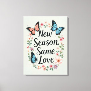 Nieuw Seizoen Zelfde Liefde Vlinder Bloemen Kunst Canvas Afdruk