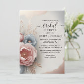 Nieuw Silk Pink Boho Peony Dusty Roos Vrijgezellen Kaart (Staand voorkant)