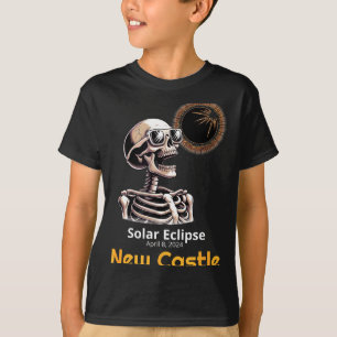 Nieuw skelet Zonne-eclips Kasteel Indiana T-shirt
