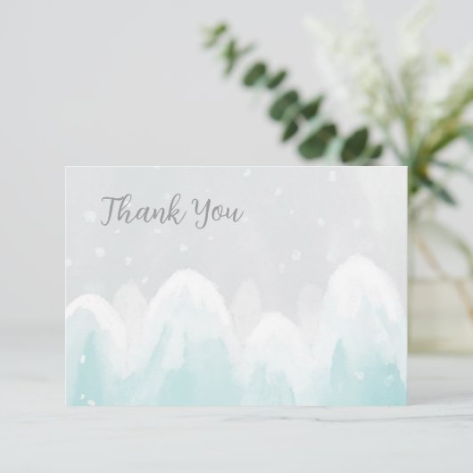 Nieuw Sneeuwblauw Baby shower Hartelijk dank Bedankkaart (Staand voorkant)