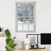 Nieuw sneeuwvenster van het land met een Uitzicht Poster (Thuiskantoor)