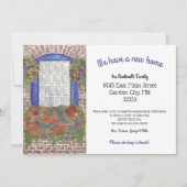 Nieuw startadres van gekleurd venster aankondiging (Voorkant)