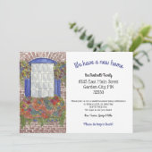 Nieuw startadres van gekleurd venster aankondiging (Staand voorkant)