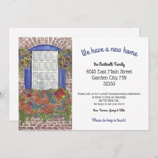 Nieuw startadres van gekleurd venster aankondiging (Voorkant / Achterkant)