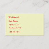 Nieuw startadres visitekaartje (Achterkant)