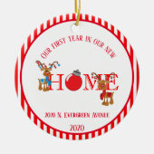 Nieuw-startjaar eerste rendierjaar keramisch ornament (Voorkant)