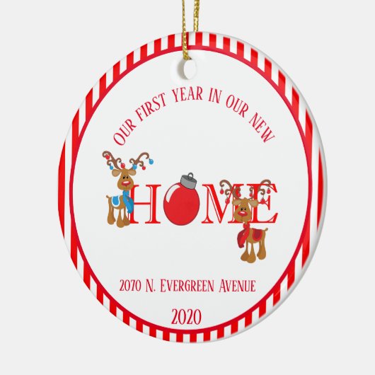 Nieuw-startjaar eerste rendierjaar keramisch ornament (Links)