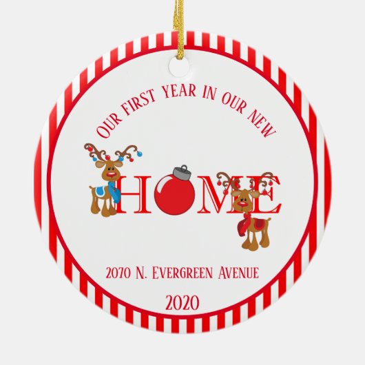 Nieuw-startjaar eerste rendierjaar keramisch ornament (Achterkant)