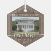 Nieuw startpunt Eerste Kerstmis 1 Foto Rustic Faux Glas Ornament (Voorkant)