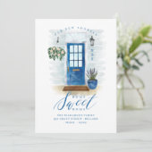 Nieuw startpunt | Kobalt Blauwe Waterverf deur voo Aankondiging (Staand voorkant)