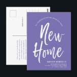 Nieuw startpunt | Minimale lavendel | Nieuw adres Briefkaart<br><div class="desc">Een minimaal stevig Lavender en wit manuscript-stijl bewegend aankondigings briefkaart. Het kenmerkt een grote manuscripttekst van de woorden "Nieuw Huis"die door uw adresinformatie onder het worden gevolgd. De meeste individuele elementen van de uitnodigingskaart zijn geopend zodat voel vrij om het even welke details te veranderen of toe te voegen noodzakelijk...</div>