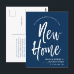 Nieuw startpunt | Minimale marineblauw | Nieuw adr Briefkaart<br><div class="desc">Een minimaal stevig Blauw van de Zeemacht en wit manuscript-stijl bewegend aankondigings briefkaart. Het kenmerkt een grote manuscripttekst van de woorden "Nieuw Huis"die door uw adresinformatie onder het worden gevolgd. De meeste individuele elementen van de uitnodigingskaart zijn geopend zodat voel vrij om het even welke details te veranderen of toe...</div>