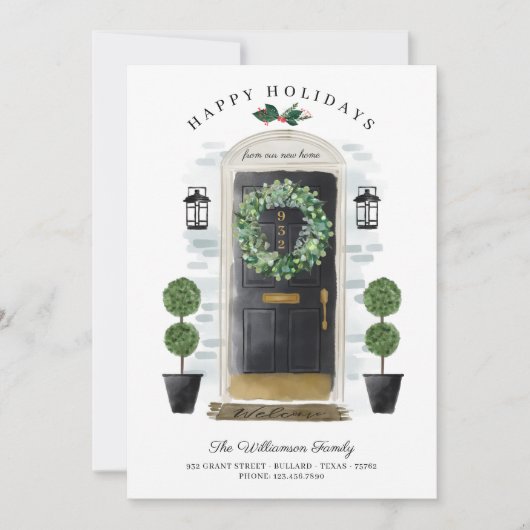 Nieuw startpunt voor Feestdagen zwarte Waterverf d Feestdagenkaart (Voorkant)