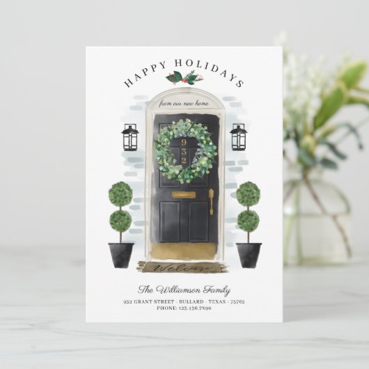 Nieuw startpunt voor Feestdagen zwarte Waterverf d Feestdagenkaart (Staand voorkant)