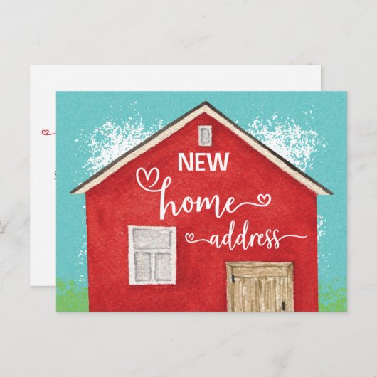 Nieuw startpunt We hebben Waterverf nieuw adres ve Aankondigingskaart (Voorkant / Achterkant)