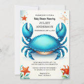 Nieuw strand Ocean Catch Navy Blue Crab Baby showe Kaart (Voorkant)