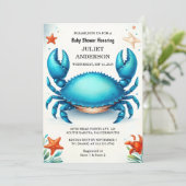 Nieuw strand Ocean Catch Navy Blue Crab Baby showe Kaart (Staand voorkant)