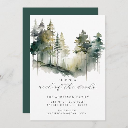 Nieuw stuk bos nieuwe adres aankondiging (Voorkant / Achterkant)