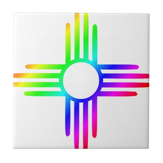 Nieuw symbool Mexico Rainbow Zia Tegeltje (Voorkant)