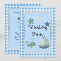 Nieuw thema Blauw White Check Birthday Party