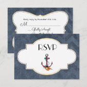 Nieuw thema met anker RSVP Kaartje (Voorkant / Achterkant)