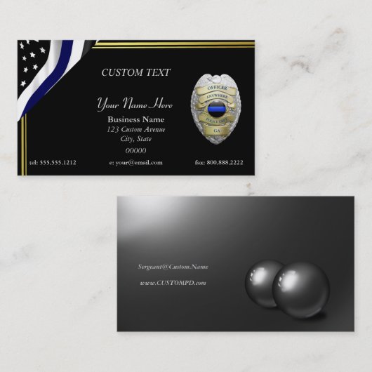 NIEUW Thin Blue Line Custom Badge Visitekaartje (Voorkant / Achterkant)