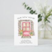 Nieuw Thuis - Cute Nieuw Adres Waterverfdeur  Aankondigingskaart (Staand voorkant)