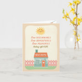 Nieuw thuis Gefeliciteerd Nieuwe AVONTUREN beginne Kaart (Gele Bloem)