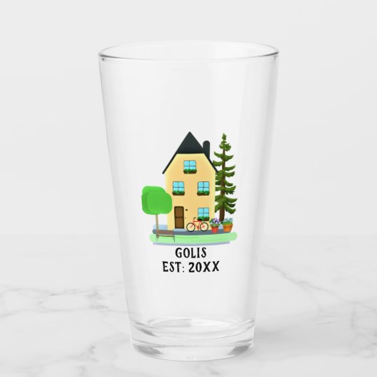 Nieuw thuis / Housewarming gepersonaliseerd  Glas (Voorkant)