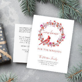 Nieuw thuis voor de feestdagen kerst. aankondigingskaart