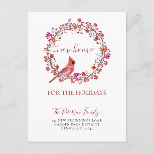 Nieuw thuis voor de feestdagen kerst. aankondigingskaart (Voorkant)