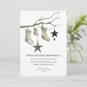 Nieuw thuis voor de Feestdagen | Kousen worden opg Feestdagenkaart (Staand voorkant)