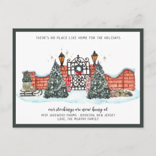 Nieuw thuis voor de feestdagen verhuisbericht briefkaart