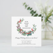 Nieuw thuis voor de feestdagen verhuisbericht kaart (Staand voorkant)