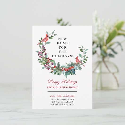 Nieuw thuis voor de feestdagen verhuisbericht kaart (Staand voorkant)