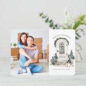 Nieuw thuis voor de Feestdagen | Witte deur in bew Feestdagenkaart (Staand voorkant)