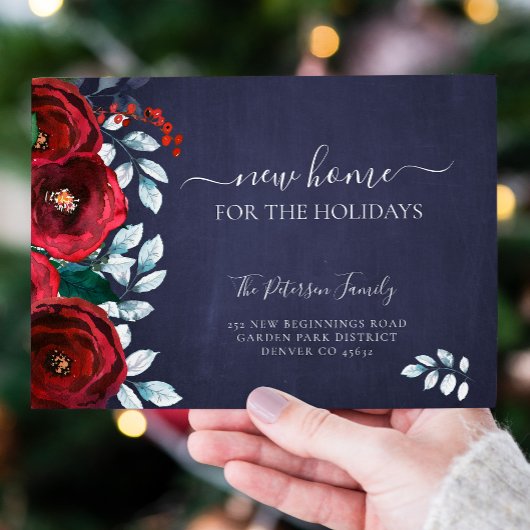 Nieuw thuis voor kerstvakantie onderweg aankondigingskaart