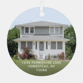 Nieuw thuisadres 1 Kerstmis 2 Foto zwart wit Metalen Ornament (Achterkant)