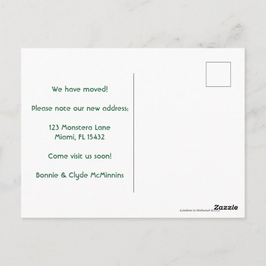 NIEUW THUISADRES Caladium laat Waterverf beeld Briefkaart (Achterkant)