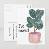 Nieuw thuisadres Calathea Prayer Plant Waterverf Briefkaart (Voorkant / Achterkant)