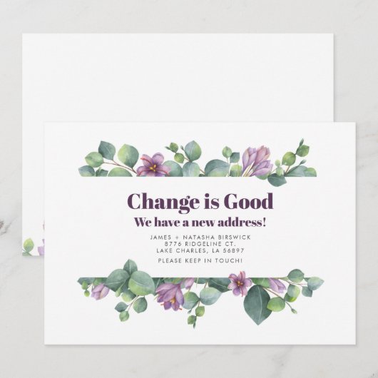 Nieuw thuisadres Eucalyptus verhuizen Aankondiging (Voorkant / Achterkant)