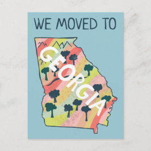 NIEUW THUISADRES GEORGIA State Illustrated Map Briefkaart