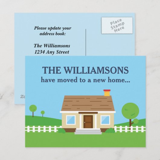 Nieuw thuisadres gewijzigd aankondigingskaart (Voorkant / Achterkant)