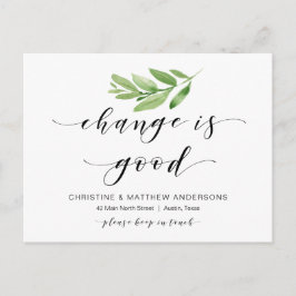 Nieuw thuisadres, Greenery, Moving Announge Briefkaart